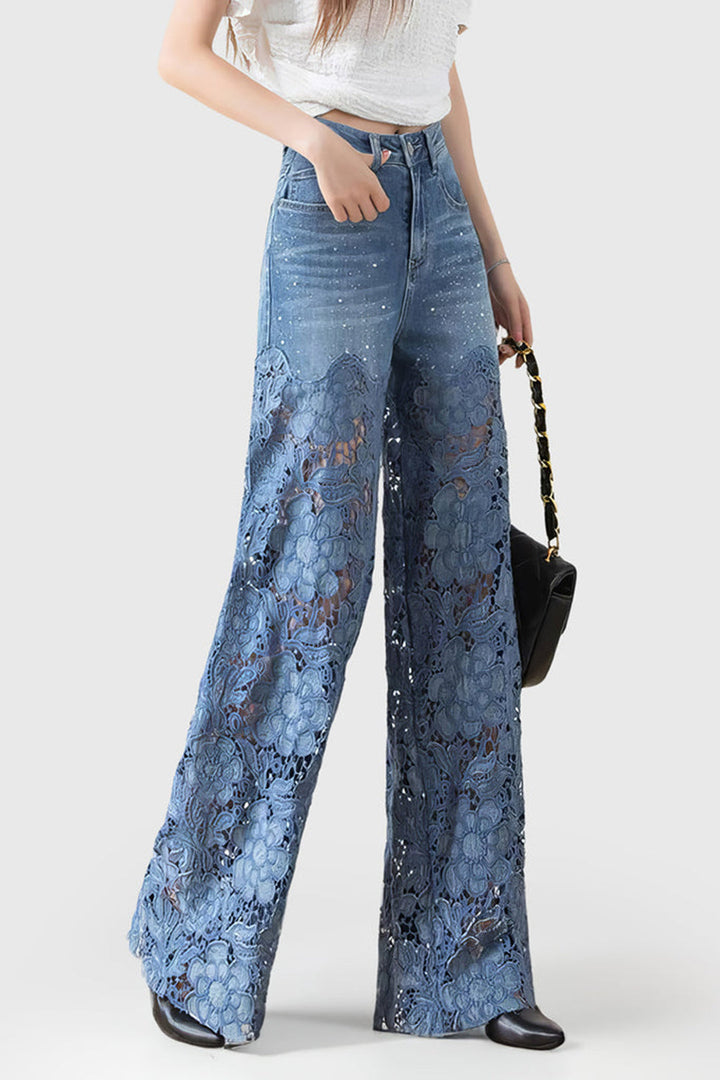 Valeria skinny damesjeans | nauwsluitende denim met hoge taille, kanten inzetstukken en stretch comfort