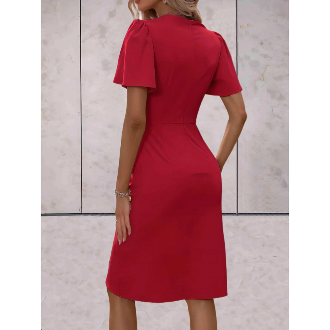 Evelina Wikkeljurk voor Dames | Elegante V-Hals Jurk met Vloeiende Mouwen & Comfortabele Pasvorm
