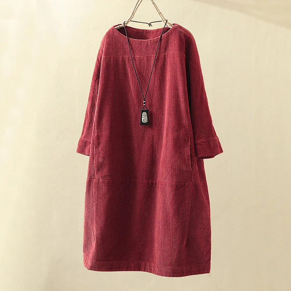 Elesa Corduroy Jurk | Elegantie en Comfort in Alle Seizoenen