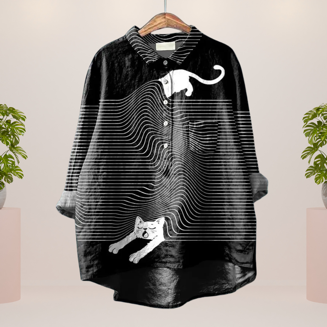 Milo damesshirt met kleurrijke hondenillustratie | Luchtig, comfortabel & ideaal voor hondenliefhebbers