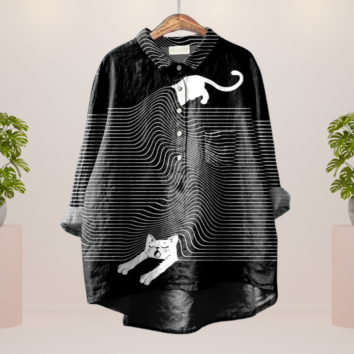 Milo damesshirt met kleurrijke hondenillustratie | Luchtig, comfortabel & ideaal voor hondenliefhebbers