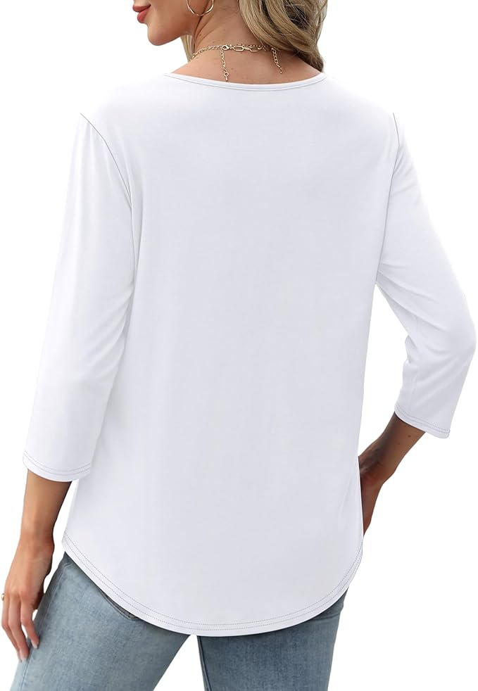 Afke damestop met structuur en 3/4 mouwen | Comfortabel shirt voor kantoor & vrije tijd