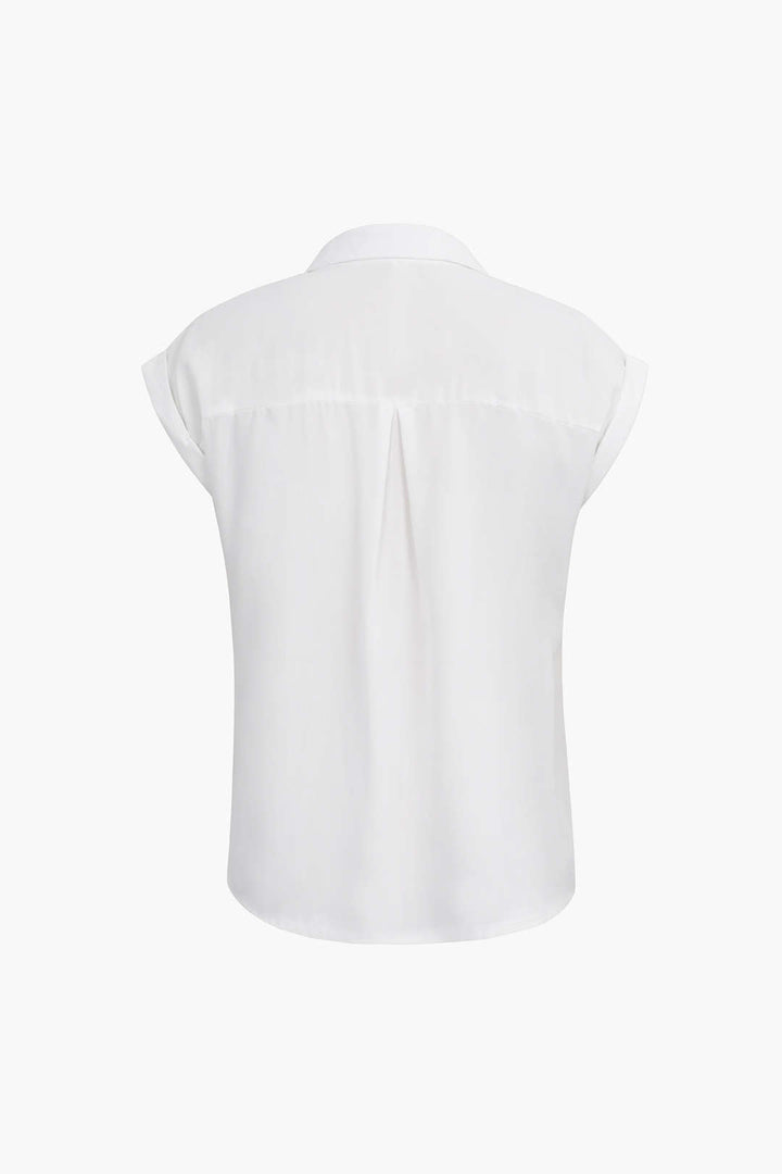 Vittoria damesshirt | Minimalistisch shirt met geknoopte zoom & opgerolde mouwen