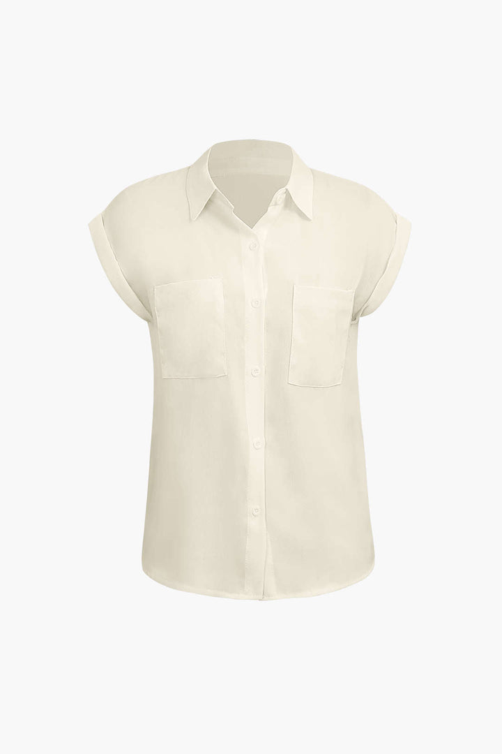 Vittoria damesshirt | Minimalistisch shirt met geknoopte zoom & opgerolde mouwen