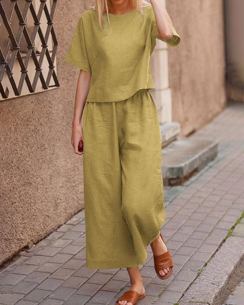 Lichtgewicht set met top en broek | Linnen | Fris en comfortabel