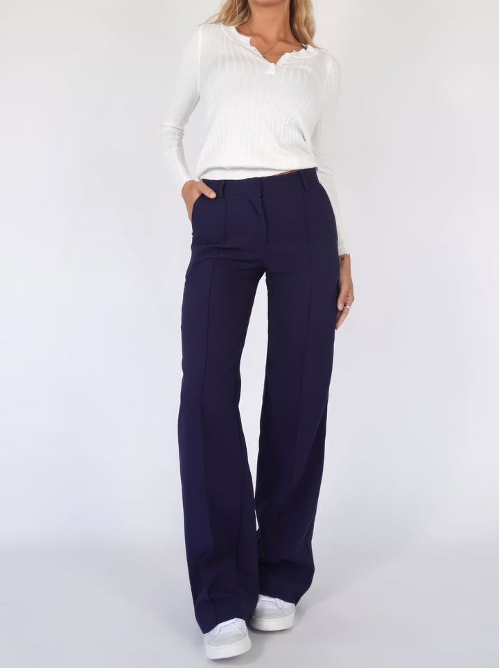 Lena Casual Wide Leg Trousers – Hoog-Taille Broek met Wijde Pijpen voor Veelzijdige Stijl