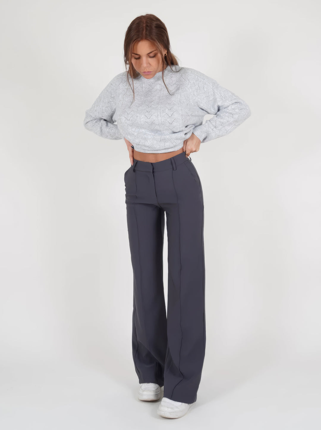 Lena Casual Wide Leg Trousers – Hoog-Taille Broek met Wijde Pijpen voor Veelzijdige Stijl