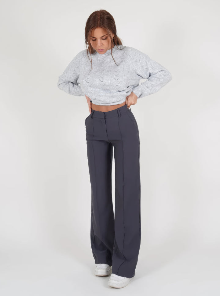 Lena Casual Wide Leg Trousers – Hoog-Taille Broek met Wijde Pijpen voor Veelzijdige Stijl