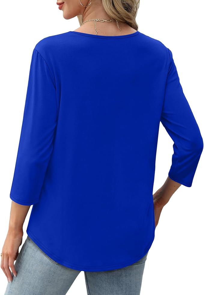 Afke damestop met structuur en 3/4 mouwen | Comfortabel shirt voor kantoor & vrije tijd