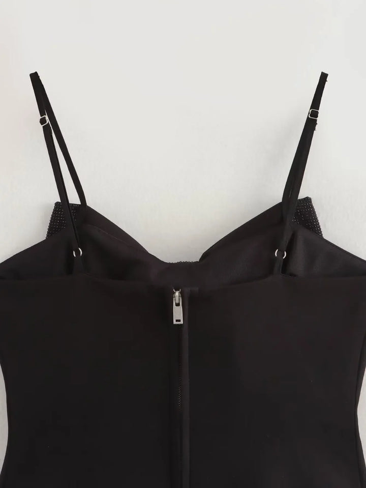 Loulou dames glitter top met strik | Zwarte pailletten top voor feesten & speciale gelegenheden