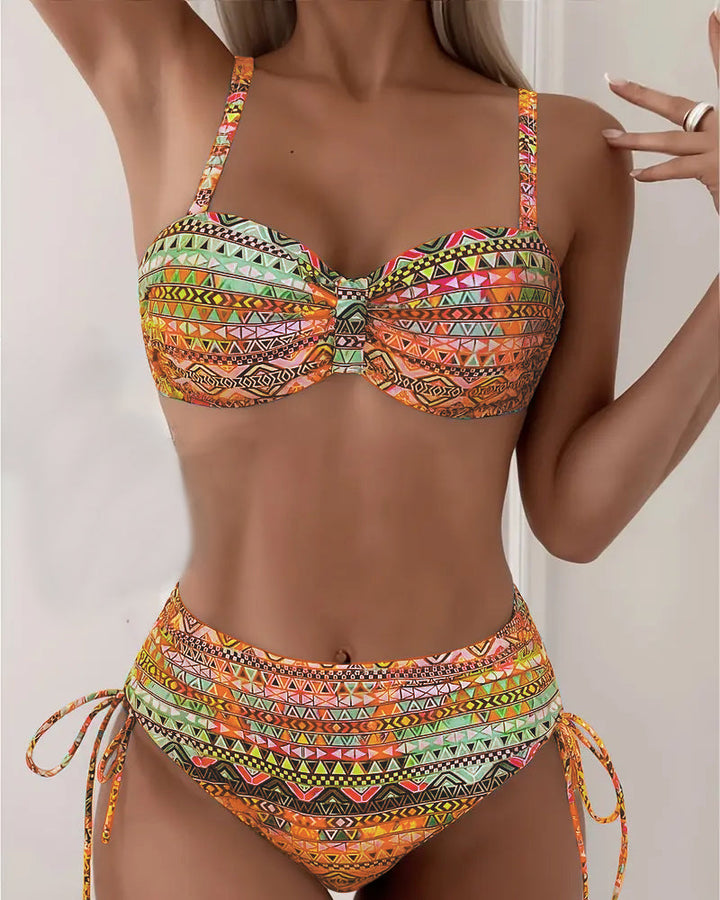 Etnische Bikini Dames | High-Waist & Corrigerend | Kleurrijk Design voor Strand & Zwembad