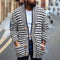 Aurelien Urban Chic Knitted Duffle Coat | Gestreepte Elegantie en Vintage Comfort