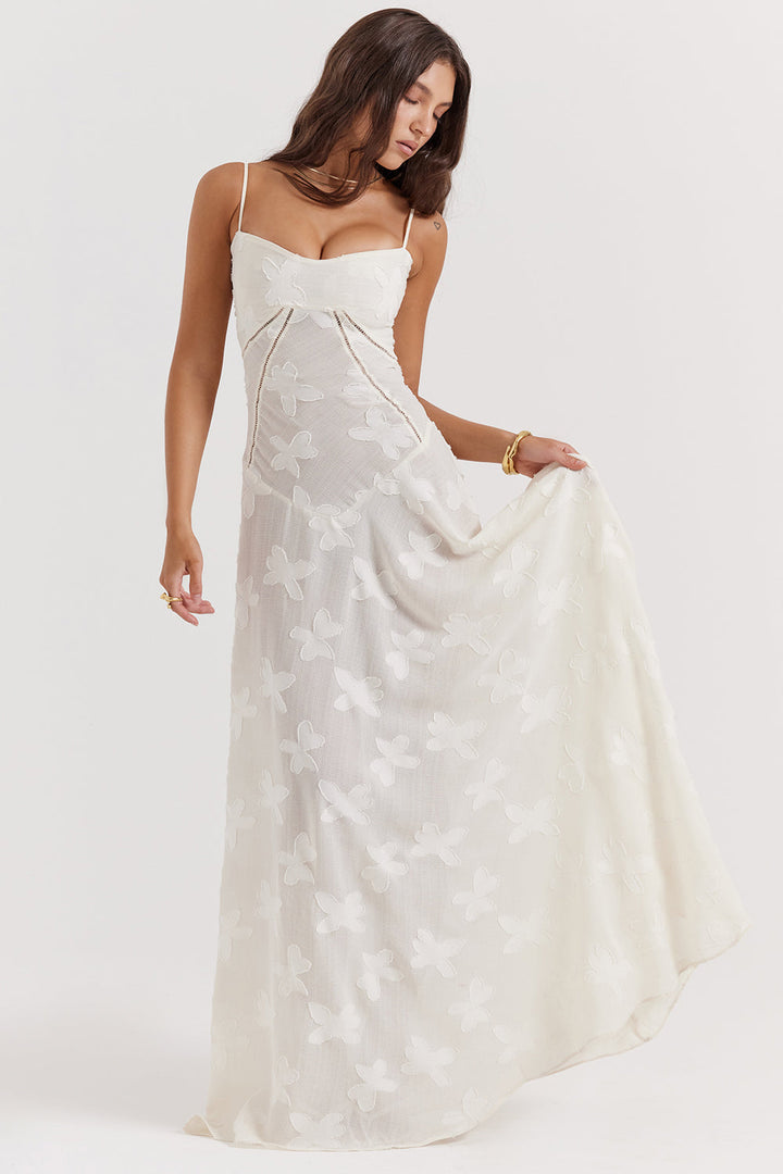 Elvina maxi-jurk zonder rug met borduursel | Luchtig, elegant & ideaal voor de zomer
