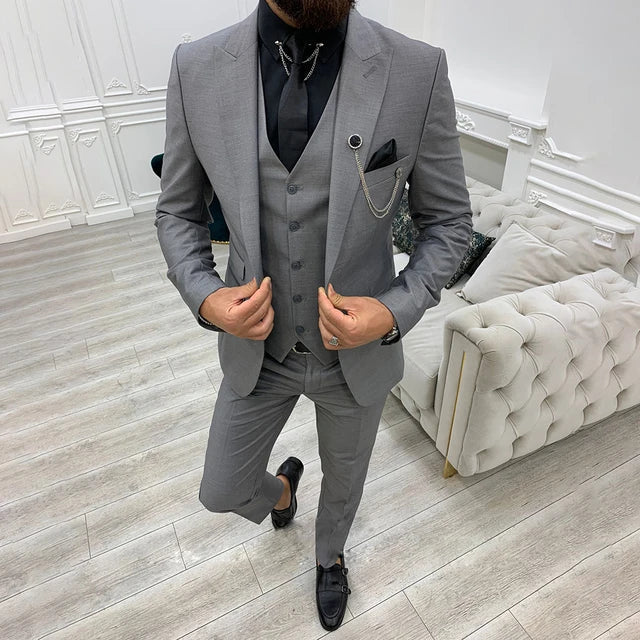 3-delig slim fit business suit - blazer, gilet en pantalon