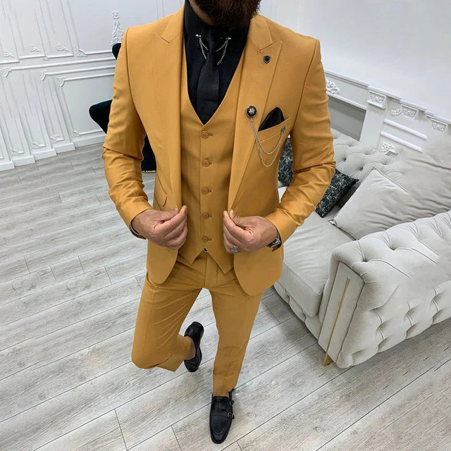 3-delig slim fit business suit - blazer, gilet en pantalon