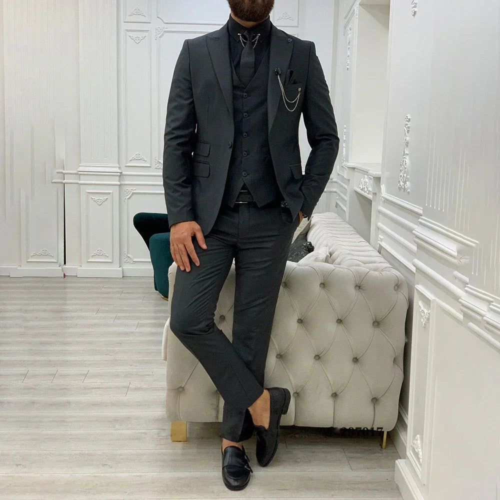 3-delig slim fit business suit - blazer, gilet en pantalon