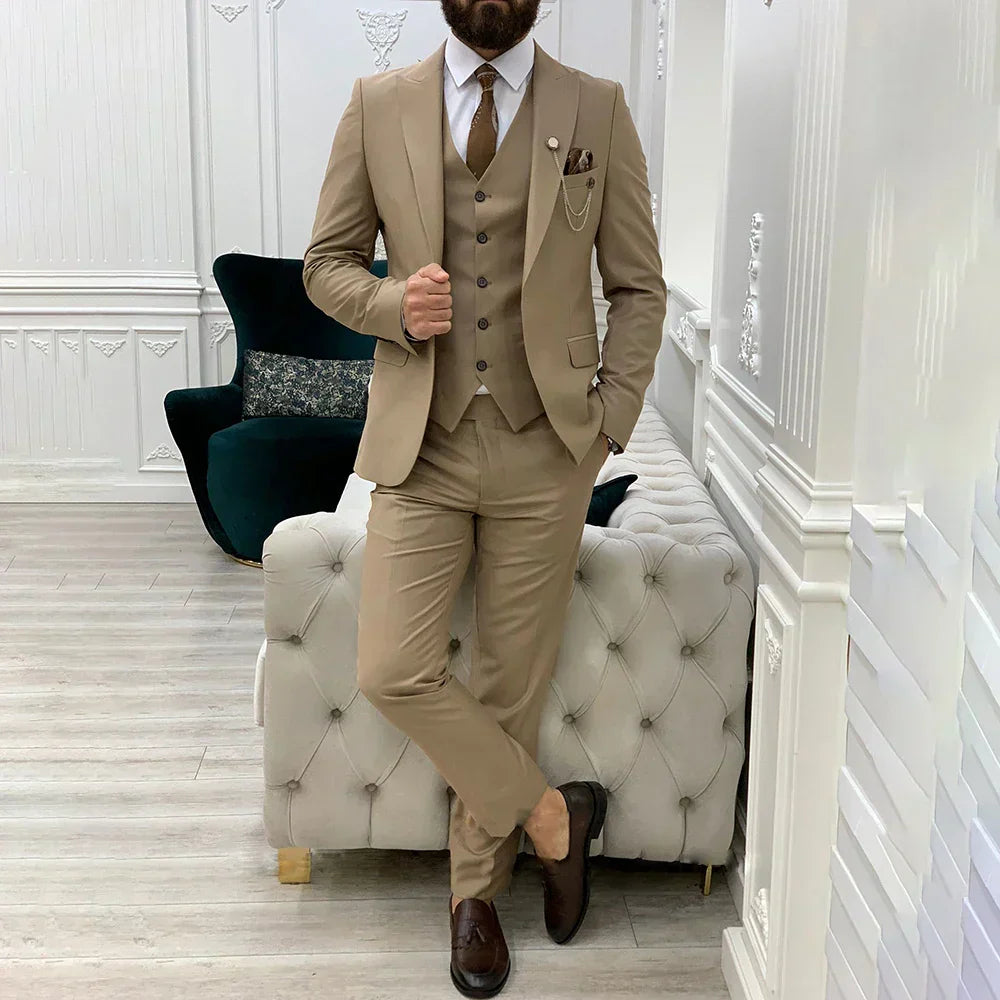 3-delig slim fit business suit - blazer, gilet en pantalon