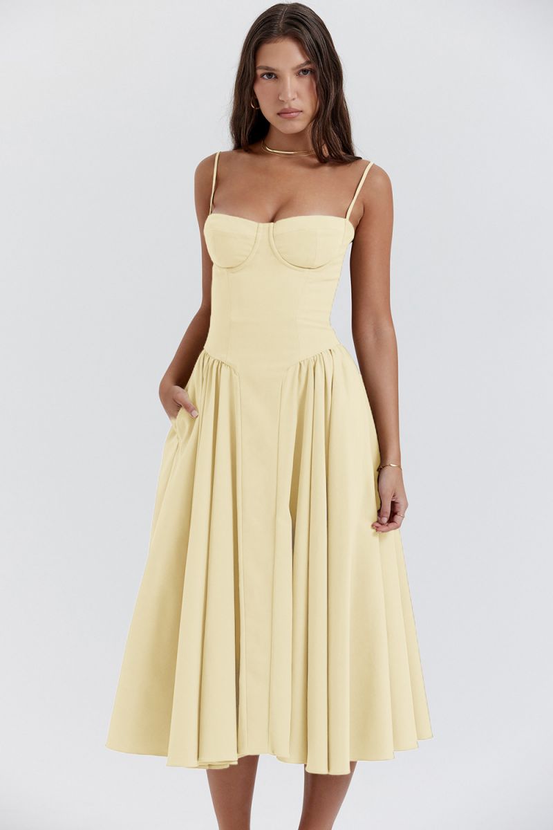 Élodie Grace zomerjurk voor dames | Elegante korsetjurk met bandjes & uitlopende rok