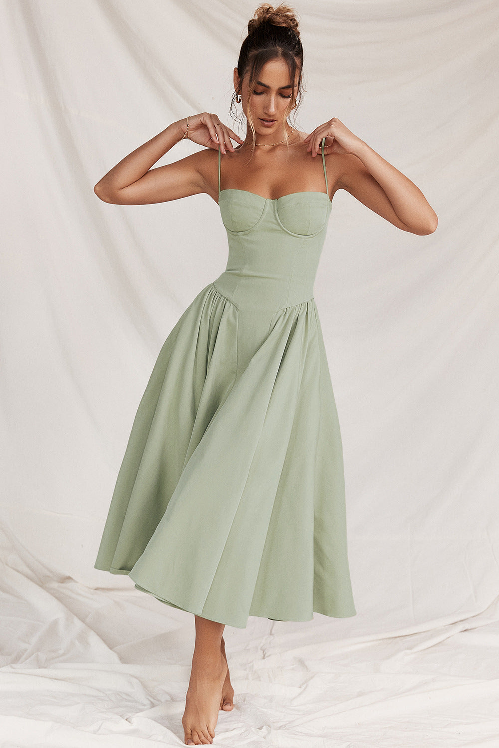 Élodie Grace zomerjurk voor dames | Elegante korsetjurk met bandjes & uitlopende rok