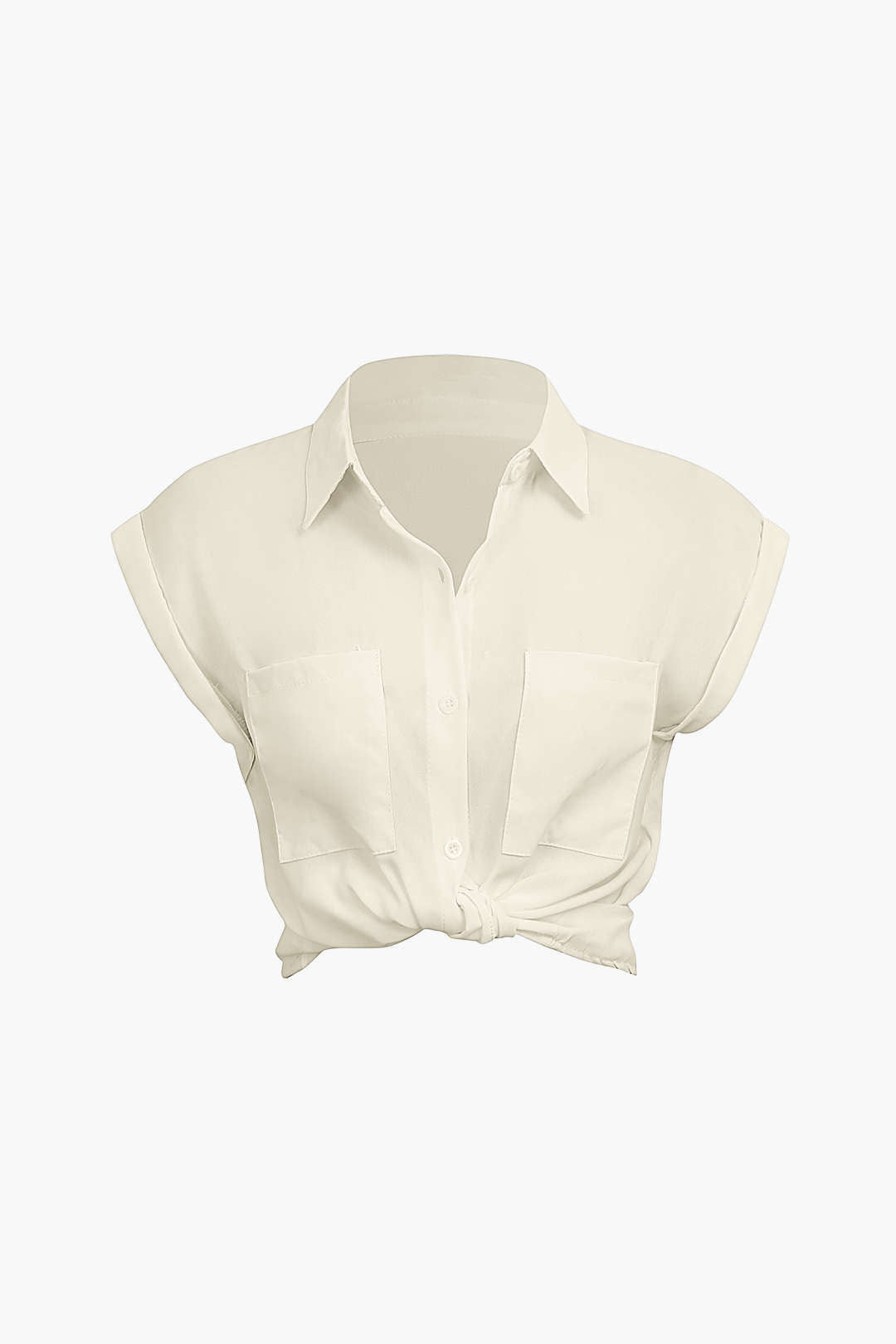 Vittoria damesshirt | Minimalistisch shirt met geknoopte zoom & opgerolde mouwen