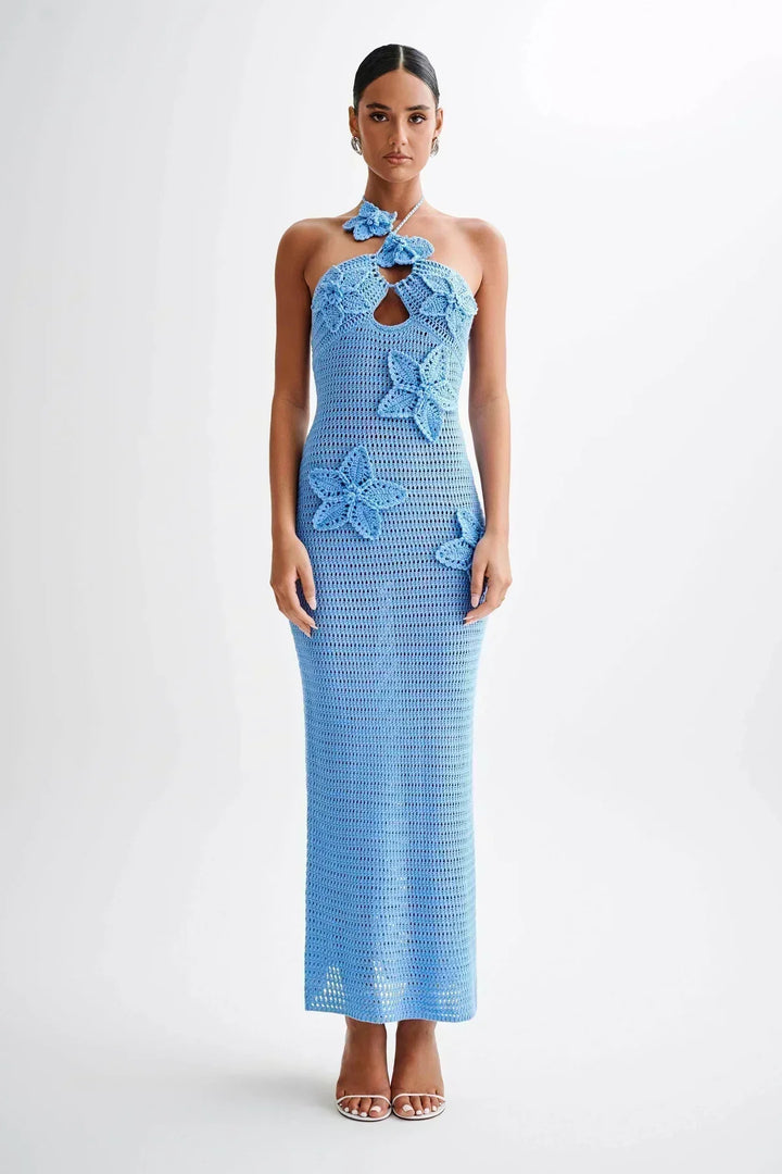 Paris | Gehaakte maxi zomerjurk met 3D gehaakte bloemen - Stijlvol & perfect voor op vakantie