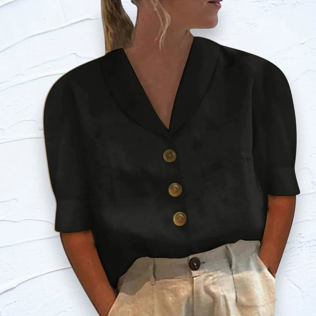 Linnen blouse met knopen | Eenvoudig en elegant | Luchtig model