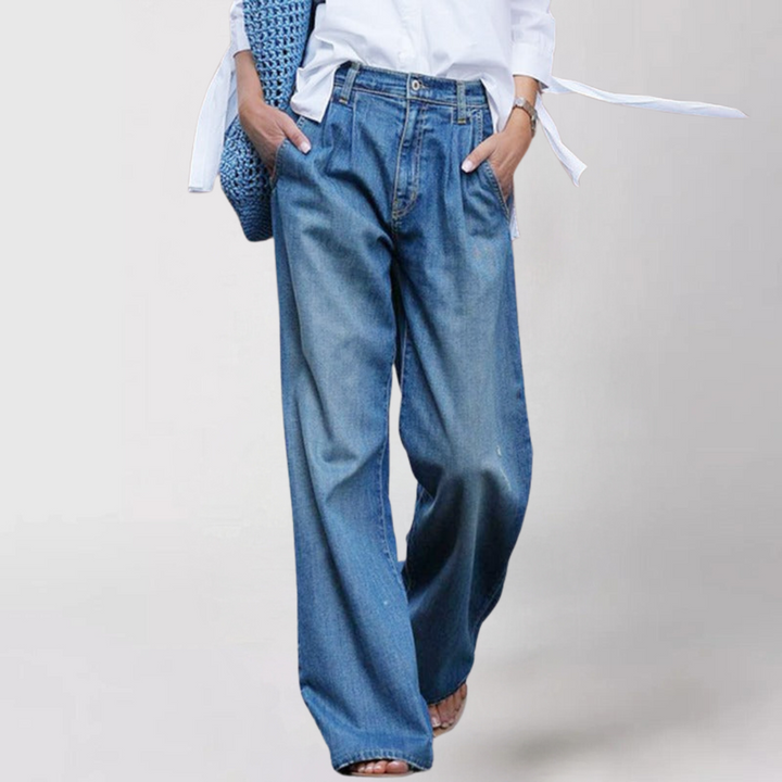 Casual Jeans met Wijde Pijpen van Katoen voor een Comfortabele Look