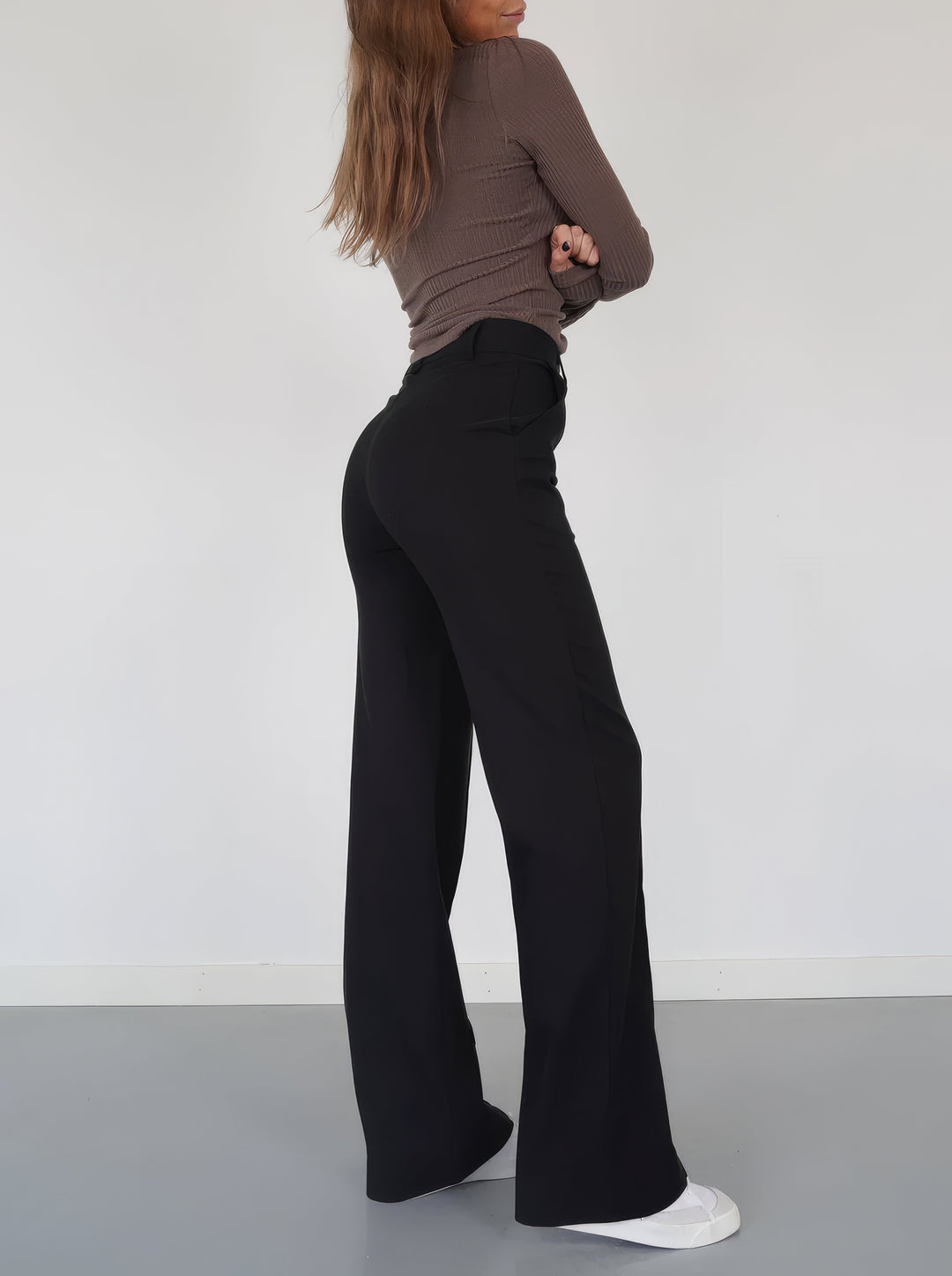 Lena Casual Wide Leg Trousers – Hoog-Taille Broek met Wijde Pijpen voor Veelzijdige Stijl