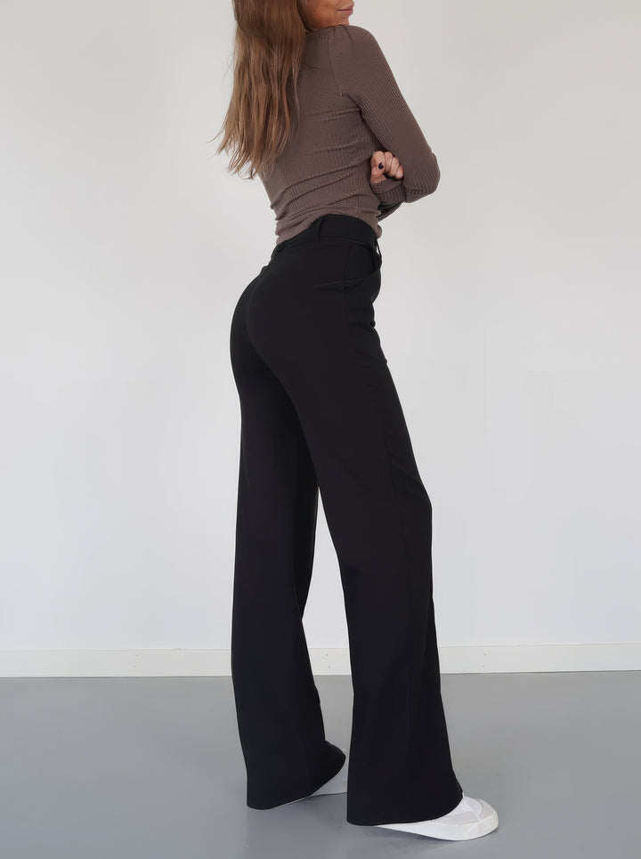 Lena Casual Wide Leg Trousers – Hoog-Taille Broek met Wijde Pijpen voor Veelzijdige Stijl