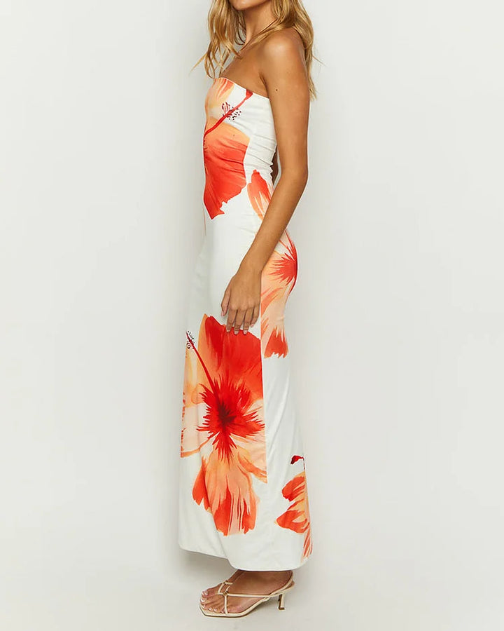 Lena | Maxi zomerjurk met bloemenprint - strapless - luchtig, stijlvol & elegant
