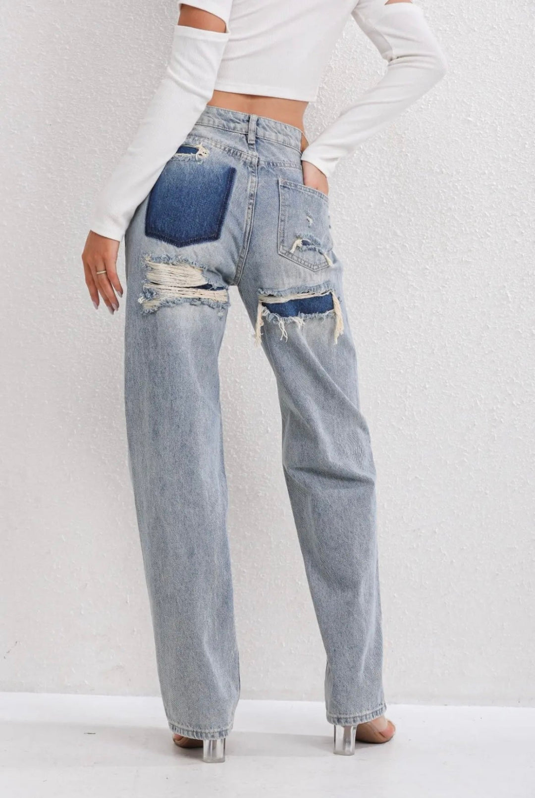 Becky Straight Leg Jeans | Hoge taille met gescheurde details