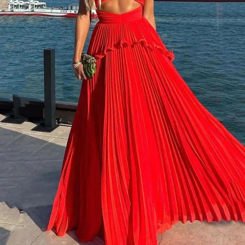 Léonie | Elegante V-Hals Maxi Dress - Comfort en Stijl voor Alle Gelegenheden