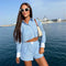 Marinda Gestreepte korte zomerset voor dames - Luxueus, stijlvol & elegant