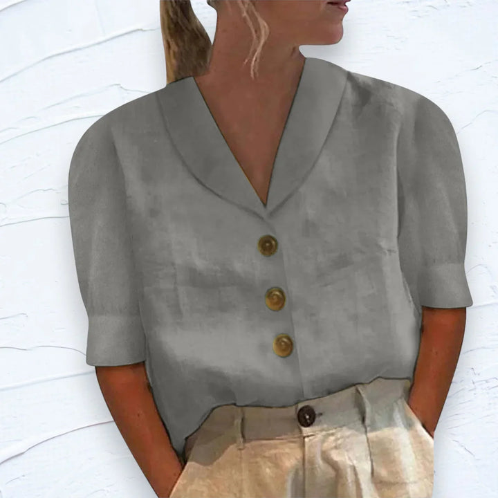 Linnen blouse met knopen | Eenvoudig en elegant | Luchtig model