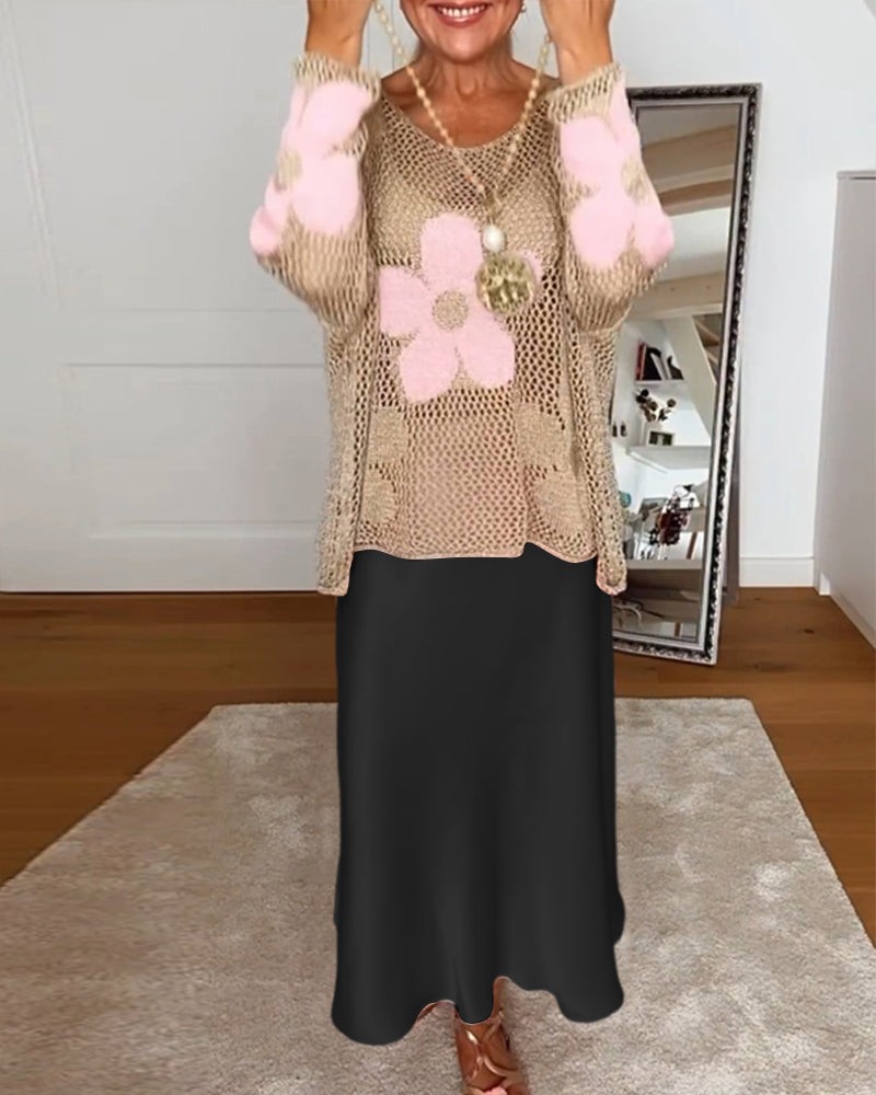 Elegante rok met effen kleur en plooien