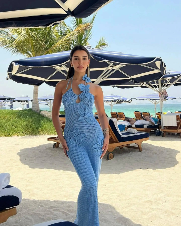 Paris | Gehaakte maxi zomerjurk met 3D gehaakte bloemen - Stijlvol & perfect voor op vakantie