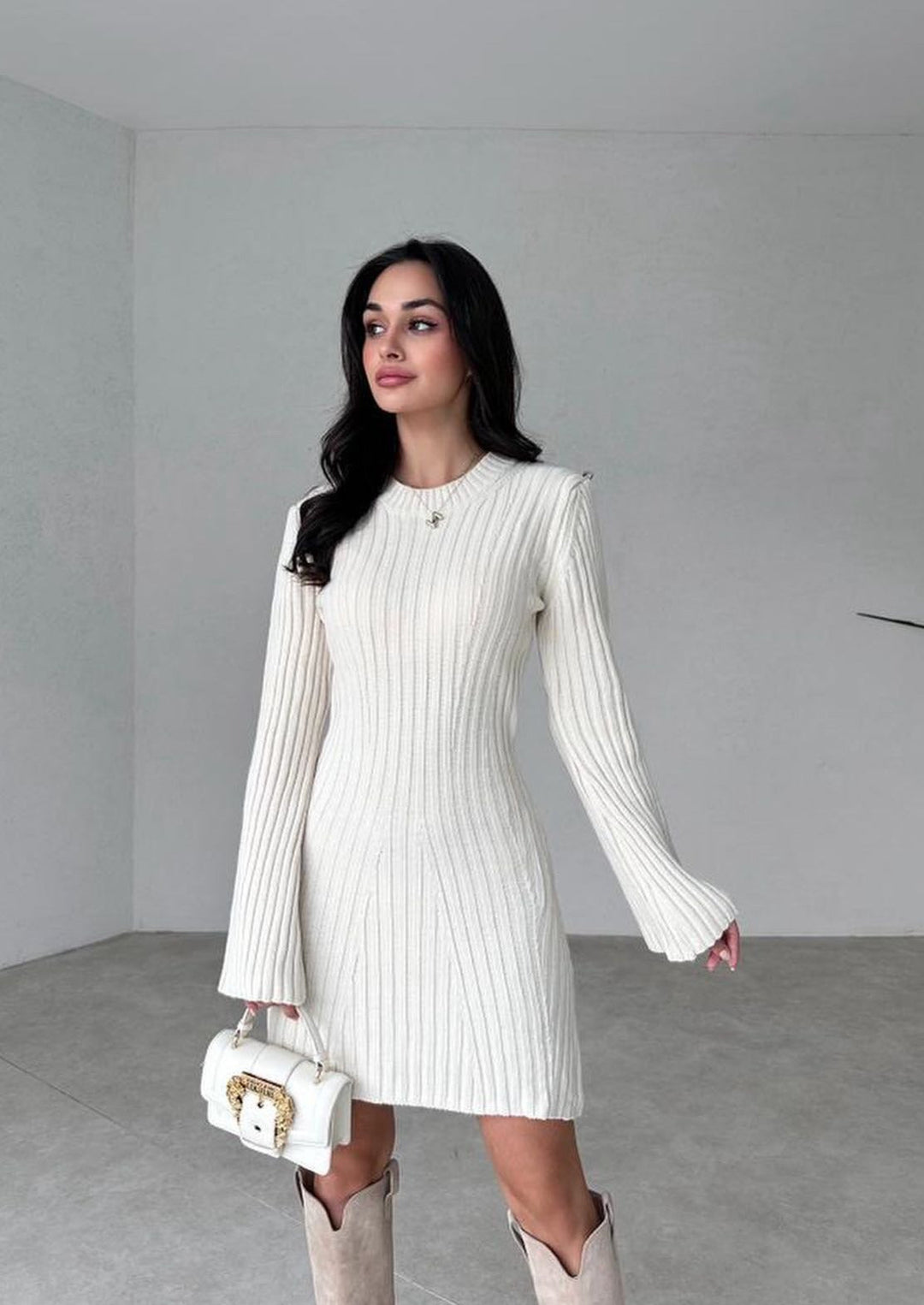 Cyrilla Gebreide Gehrock – Elegante en Veelzijdige Gebreide Jurk