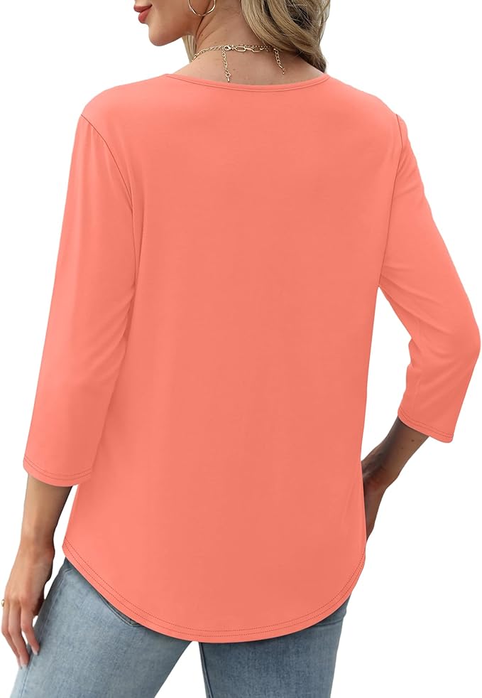 Afke damestop met structuur en 3/4 mouwen | Comfortabel shirt voor kantoor & vrije tijd