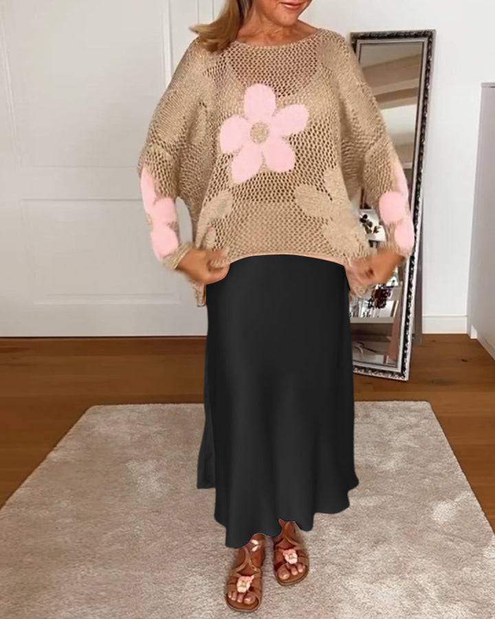 Elegante rok met effen kleur en plooien