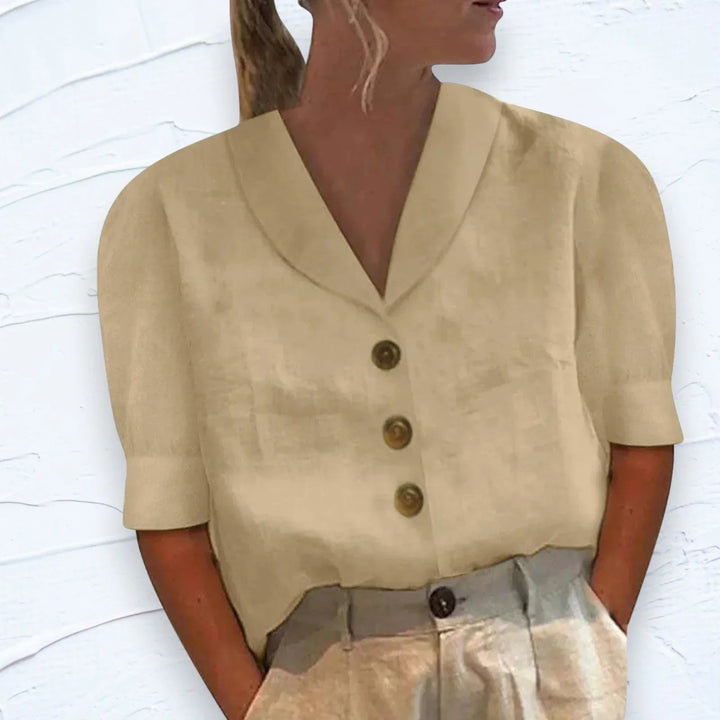 Linnen blouse met knopen | Eenvoudig en elegant | Luchtig model