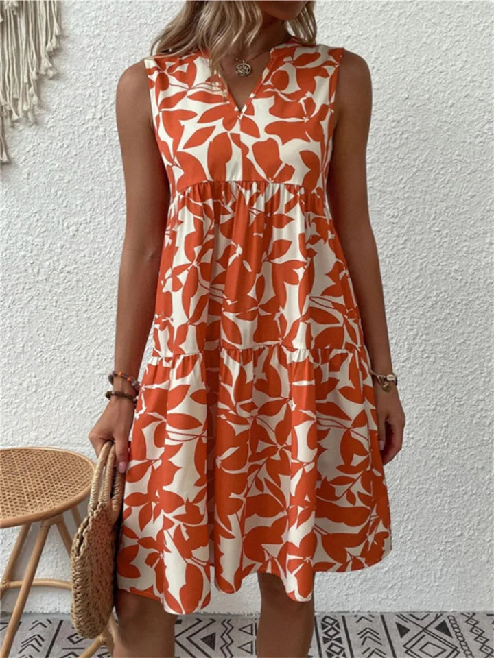 Juliette Mouwloze Bloemenprint Vloeiende Zomerjurk