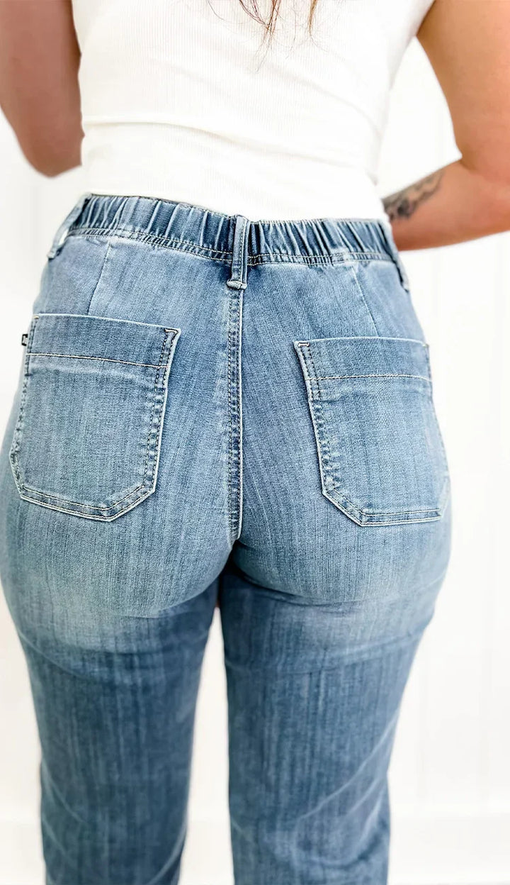 Xyrisa blauwe Demin joggingbroek