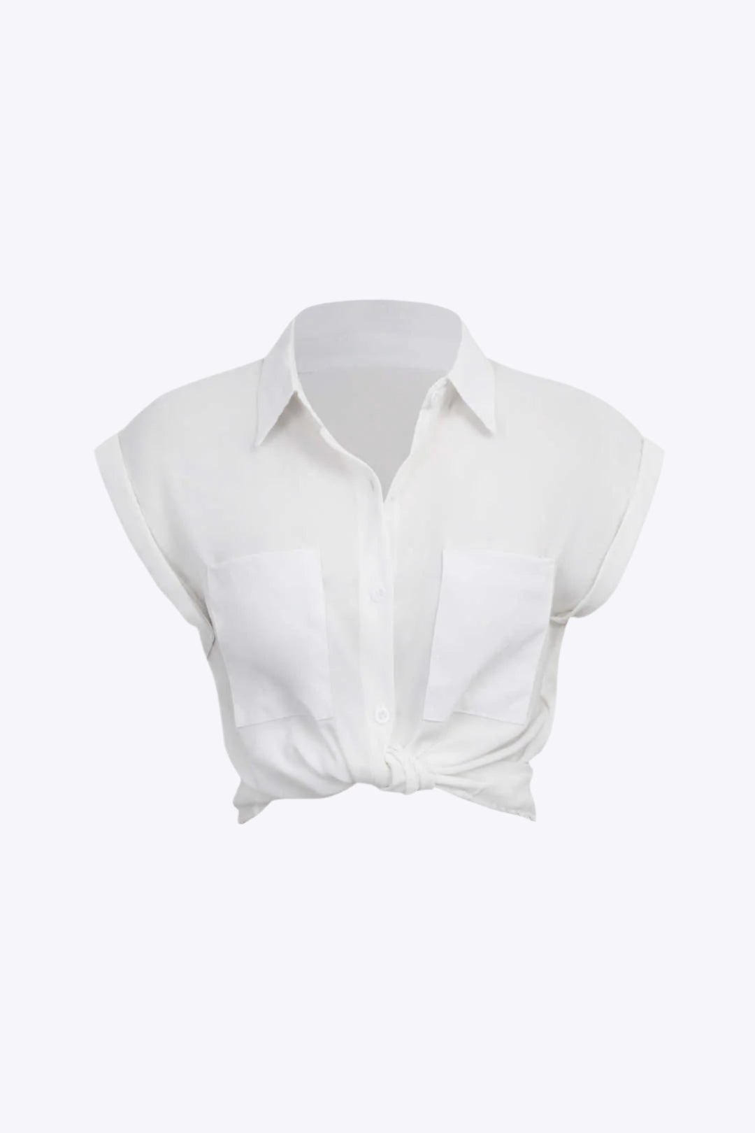 Vittoria damesshirt | Minimalistisch shirt met geknoopte zoom & opgerolde mouwen
