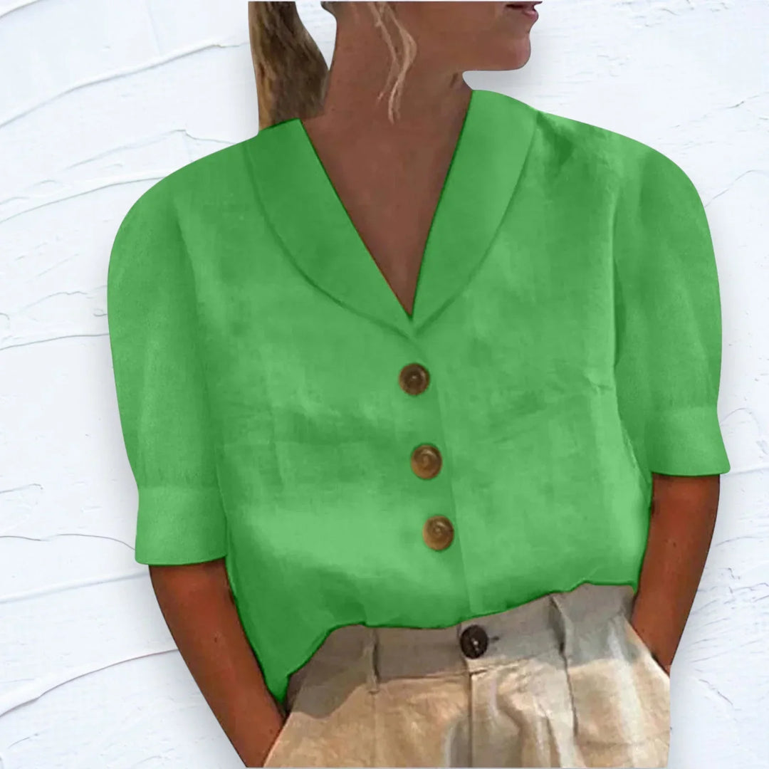 Linnen blouse met knopen | Eenvoudig en elegant | Luchtig model