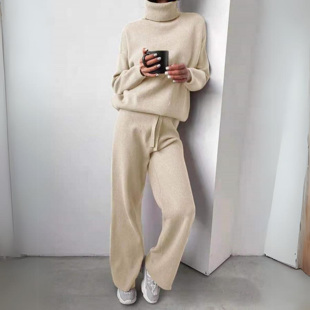 Sarah 2-delig Set – Coltrui & Wijde Broek van 100% Katoen | Stijlvol & Comfortabel voor Koele Dagen