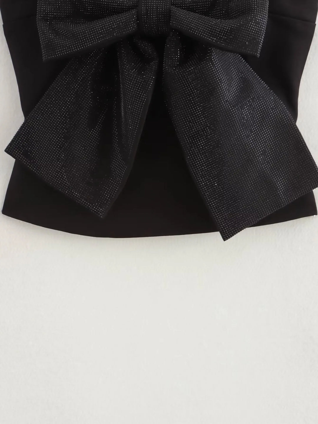 Loulou dames glitter top met strik | Zwarte pailletten top voor feesten & speciale gelegenheden