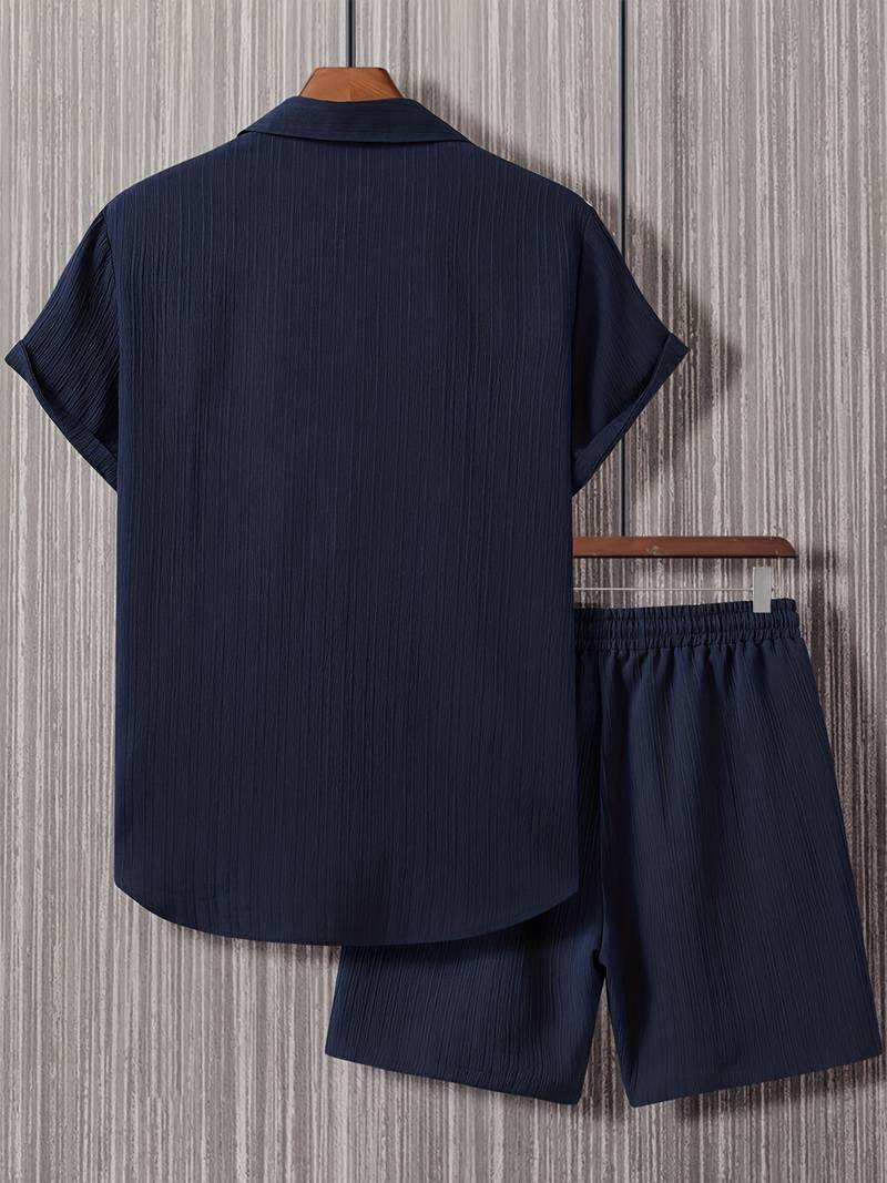 Jordi 2-delige zomerset voor heren met comfortabele shorts en stijlvol overhemd