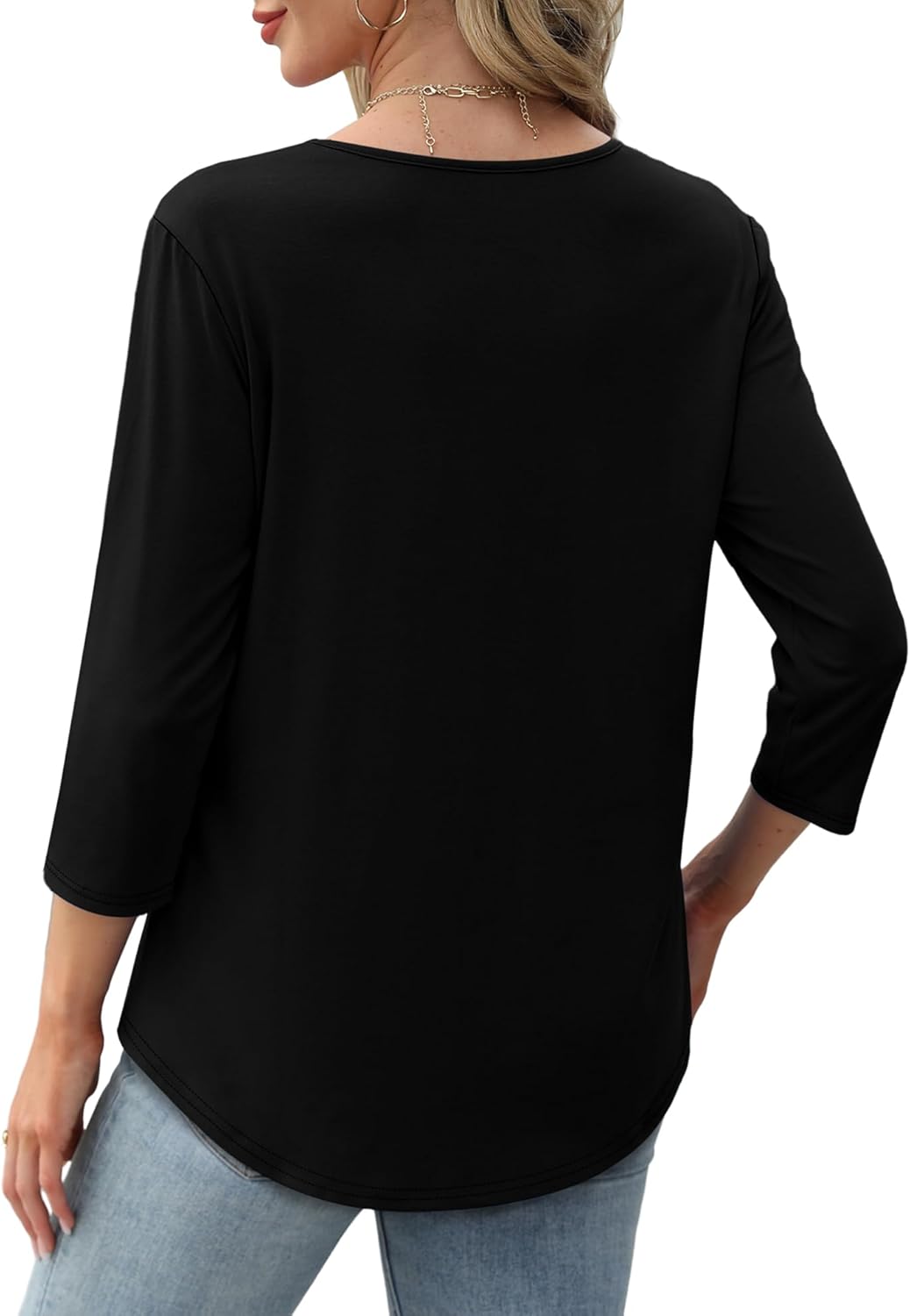 Afke damestop met structuur en 3/4 mouwen | Comfortabel shirt voor kantoor & vrije tijd