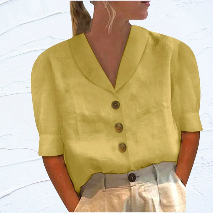 Linnen blouse met knopen | Eenvoudig en elegant | Luchtig model