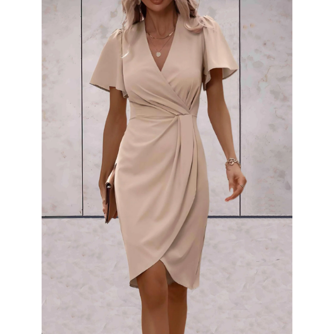 Evelina Wikkeljurk voor Dames | Elegante V-Hals Jurk met Vloeiende Mouwen & Comfortabele Pasvorm